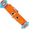 Obojok kožený Glamour Flower - oranžový (19-25cm/9mm)