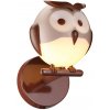 EUlight Detské nástenné svietidlo Owl, 1x hnedé plastové tienidlo, br