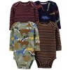 CARTERS CARTER'S Body dl. rukáv Brown Navy chlapec 4ks