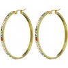 Oceľové Náušnice kruhy s kryštálmi Multicolor 50 mm Zlaté