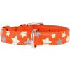 COLLAR Kožený obojok s hviezdami Glamour, 27-36cm/15mm, oranžová