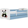 Kocot kids Detská postieľka Babydreams panda modrá, variant 70x140, se šuplíky, bez matrace