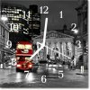Sklenené hodiny štvorcové Autobus v londýne 30x30 cm