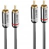 Kábel Cinch 2x audio M/M 10m, sivý, pozl. konektor, Slim, Cromo Line