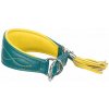 Kožený obojok ACTIVE Comfort pre chrtov - petrolejová/žltá XS:21-26cm/40mm