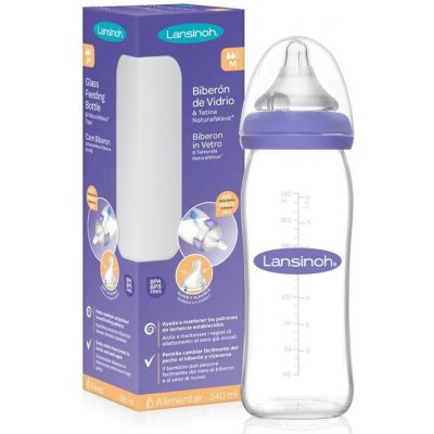 Lansinoh NaturalWave Glass dojčenská fľaša Medium 240 ml