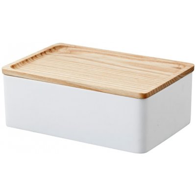 Yamazaki úložný box s vekom 18.5 x 12.5 x 7 cm biely