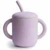 Mushie Silikónový pohárik so slamkou Soft Lilac