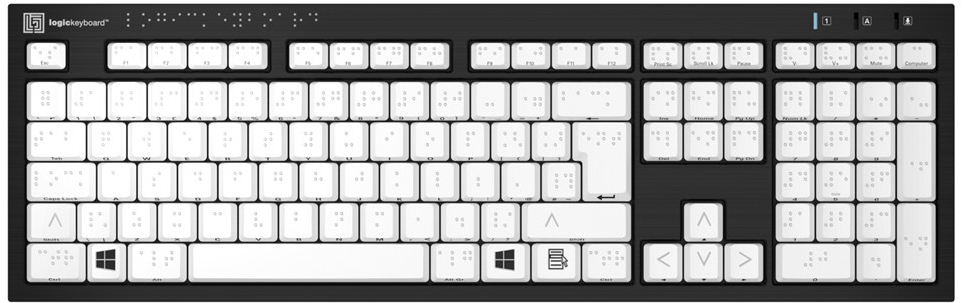 Logickeyboard Braille - PC Nero Slim Line Keyboard - UK English
