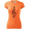 Husľový kľúč z nôt - Dámske Fantasy športové (dresovina) - XL ( Neon mandarine )
