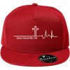 Jesus Saved My Life kríž ekg - Šiltovka s rovným šiltom a plastovou sponou - Univerzálna veľkosť ( Červená )