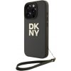 Obal DKNY PU Leather Stack Logo Wrist Strap Apple iPhone 16 Pro DKHCP16LPBSWSA hnedý