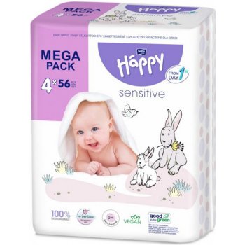 Bella Happy Baby vlhčené utierky sensitive s aloe vera 4 x 56 ks