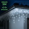 Vianočná led svetelná záclona na spájanie vonkajšia - 200led - 5m studená biela