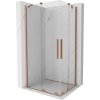 Mexen Velar Duo, sprchový kút s posuvnými dverami 90(dvere) x 80(dvere) cm, 8mm číre sklo, medená matná profil, 871-090-080-02-65