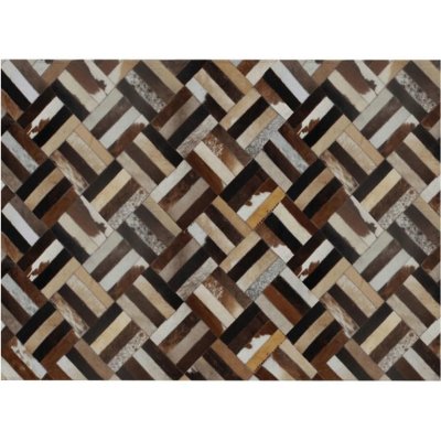 Tempo Kondela Luxusný kožený koberec, hnedá/čierna/béžová, patchwork, 170x240 , KOŽA TYP 2