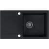 Sink Quality Ferrum, kuchynský granitový drez 770x450x190 mm + čierny sifón, čierna, SKQ-FER.C.1KDO.XB