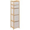 5FIVE SIMPLY SMART Vysoký bambusový regál TIDY s 5 textilními košíky, 144,3 cm