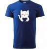 Mačka drží srdce - Klasické pánske tričko vyššej gramáže - 2XL ( Kráľovská modrá )