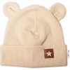 Baby Nellys Rebrovaná dvojvrstvová čiapka s uškami TEDDY béžová