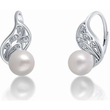 JwL Luxury Pearls strieborné náušnice s pravou bielou perlou JL0706