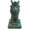 Keramická dekoratívna socha v tvare leva s korunkou na podstavci v tyrkysovom farebnom prevedení s glazovaným povrchom 25,5 x 21 x 41 cm 44209
