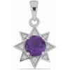 Nefertitis Prívesok strieborný s brúseným africkým ametystom a zirkónmi Ag 925 023185 AFAM NF45199 - 1,8 cm, 2,0 g