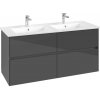 VILLEROY & BOCH Collaro závesná skrinka pod dvojumývadlo, 4 zásuvky, 1261 x 480 x 610 mm, Glossy Grey, C14700FP