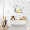 INSPIO Nálepka na stenu Macovia a hviezdy s menom v modrom 100x90 hviezdy a oblaky, zvieratá, samolepky s menom, medvede a sovy modrá, plnofarebný motív