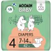 Moomin Baby 4 Maxi 7–14 kg (42 ks), eko plienky