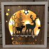 Drevená svietiaca LED dekorácia Merry Christmas jeleni