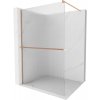 Mexen Kioto+, sprchová zástena Walk-In s poličkou a vešiakom 130 x 200 cm, 8mm sklo s rebrovým vzorom, medený matný profil, 800-130-121-65-09