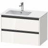DURAVIT Ketho 2 závesná skrinka pod asymetrické umývadlo (ľavé), 2 zásuvky, 810 x 480 x 549 mm, biela vysoký lesk, K25267022220000