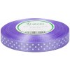 Stuha saténová fialová s bielymi bodkami 1,2 cm / 1 m