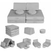 DIY veľká skladacia modulárna pohovka pre deti 8 mäkkých vankúšov - sivá ECOTOYS