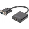 DIGITUS Prevodník VGA na HDMI + zvuk (3,5 mm) Full HD (1080p), káblový typ (15 cm), čierny