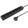 Prodlužovací přívod 230V 5m 6 zásuvek, vyp, černý ppa6k-05bk PremiumCord