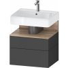 Duravit Qatego skrinka 59x47x59 cm závesná kúpeľňová skrinka pod umývadlo grafitová-dub QA4393055490010
