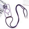 AppleMix Kryt pre Apple iPhone 16 Pro Max s podporou MagSafe + šnúrka - gumový - priehľadný / fialový