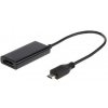 Gembird adaptér HDTV microUSB (M) na HDMI (F), 5-pin MHL, čierny A-MHL-002