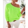 Fashionweek Dámsky sexi sveter s netopierími rukávom NB7972 Farba: Limonkka neon, Veľkosť: Universal