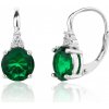 JK Silver Strieborné náušnice so zeleným kameňom a zirkónmi – kolekcia Green Stone