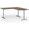 Kancelársky stôl PRIMO BETA L, 160x180 cm, sivá podnož, orech