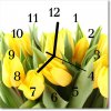 Sklenené hodiny štvorcové Tulipány 30x30 cm