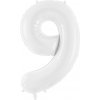 PartyDeco Fóliový balón Číslo 9 biely 86cm