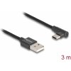 Delock Kabel USB 2.0 Typ-A samec na USB Type-C™ samec pravoúhlý 3 m černý