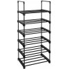 Kovový stojan na topánky, 6 úrovní, prispôsobiteľný, čierny