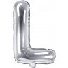 PartyDeco Fóliový balón Mini - Písmeno L 35cm strieborný