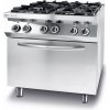 Sporák 4 hořáková s konvekční elektrickou troubou GN 1/1 | HENDI, Kitchen Line inox