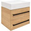 Kúpeľňová skrinka s umývadlom a čiernou úchytkou SAT Cube Way 60x53x46 cm dub Hickory mat CUBE46C602DHSATCWL